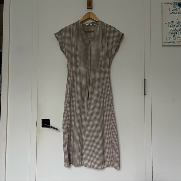 Uniqlo Beige Lawn Short Sleeve Flare Dress, XS - Picture 4 of 7